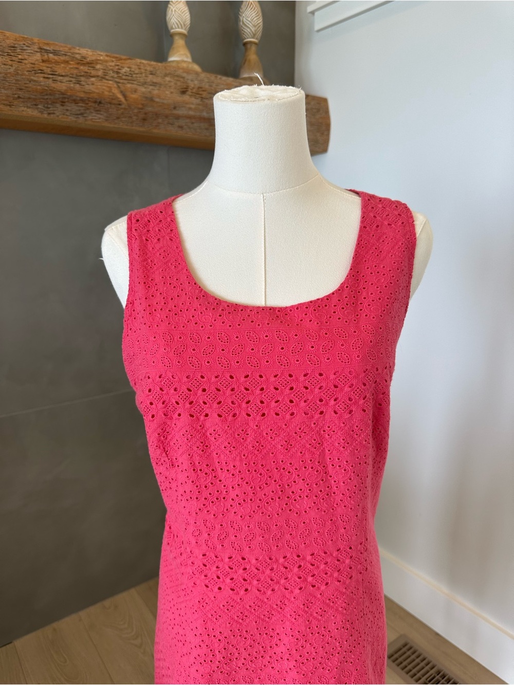 L.L. Bean Pink Eyelet Midi Dress - Picture 3 of 8